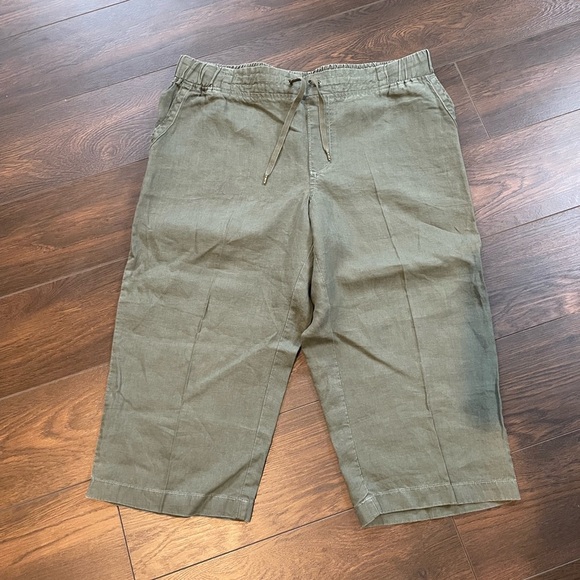 LL BEAN green linen the favorite pant size 18 petite - Picture 1 of 6